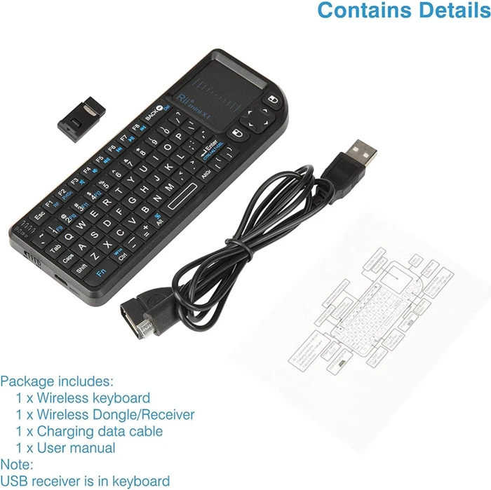 Riitek Rii Mini Wireless Keyboard X1, USB, UK