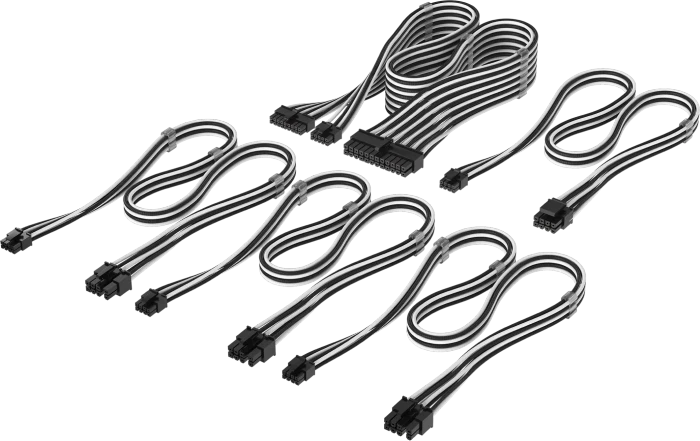 Corsair PSU Cable Kit Type 5 - Starter Kit, Elite Premium Individually Sleeved, schwarz/weiß
