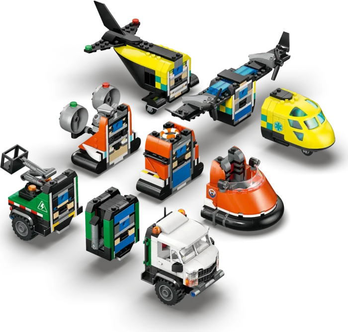 LEGO City - Kombinationsset mit Flugzeug, Wartungsfahrzeug und Luftkissenboot