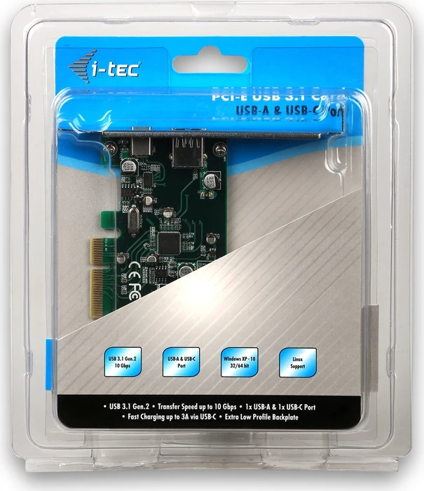 i-tec 1x USB-C 3.1, 1x USB-A 3.1, PCIe 2.0 x4