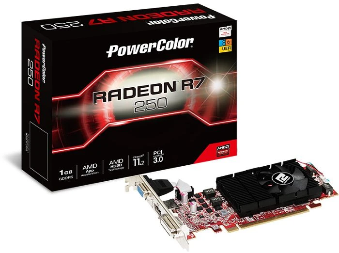 PowerColor Radeon R7 250 LP, 1GB GDDR5, VGA, DVI, HDMI
