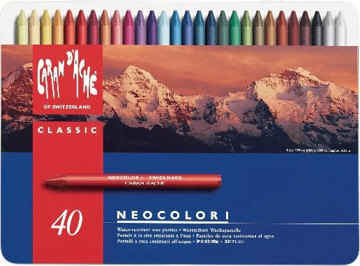 Caran d'Ache Neocolor I Wachskreide sortiert, 40 Farben, 40er-Set