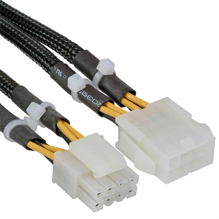 InLine 4/8-Pin ATX12V Verlängerungskabel, 300mm, sleeved schwarz/weiß