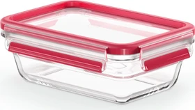 Emsa Clip&Close Glas rechteckig Aufbewahrungsbehälter 700ml rot
