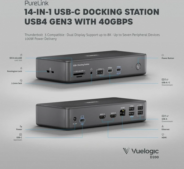 PureLink Vuelogic 14-in-1 USB-C Docking Station, USB4 [Buchse]
