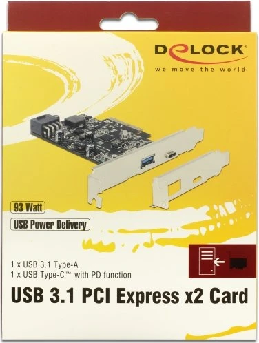 DeLOCK 1x USB-C 3.1, 1x USB-A 3.1, PCIe 3.0 x4