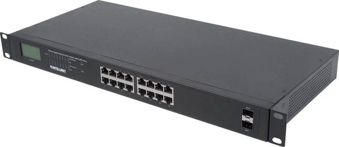 Intellinet Rackmount Gigabit Switch, 16x RJ-45, 2x SFP, 370W PoE+
