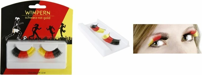 Falsche Wimpern Deutschland schwarz-rot-gold, 2 Stück