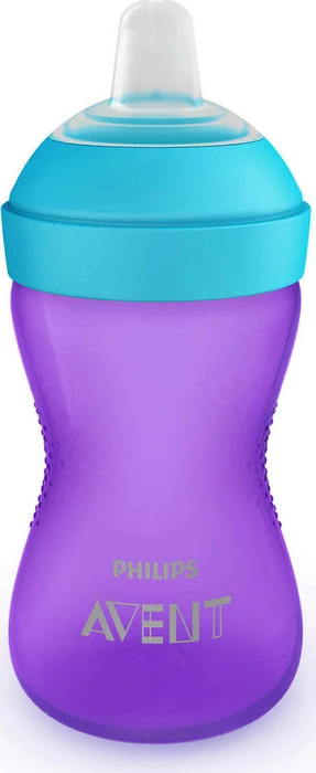 Philips Avent SCF802/02 My Grippy Trinkbecher mit hartem Trinkschnabel, 9+M, 300ml, violett/blau