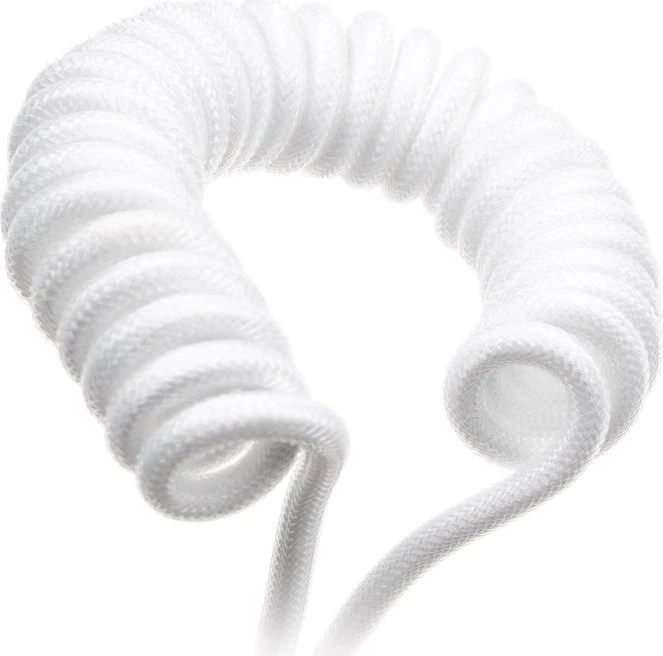 Ducky Premicord Spiralkabel USB-C auf USB-A, Tastaturkabel (Spiral-Textilkabel), 1.8m, Pure White