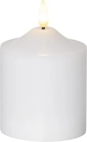 Star Trading Flamme Stumpenkerze 12cm weiß LED 1x warmweiß, 1 Stück