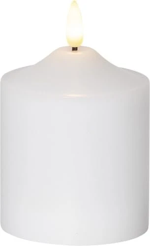 Star Trading Flamme Stumpenkerze 12cm weiß LED 1x warmweiß, 1 Stück
