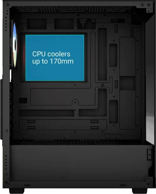 AeroCool Pivot Black, inkl. 1x Lüfter, Lüfter LED Fixed RGB, Glasfenster