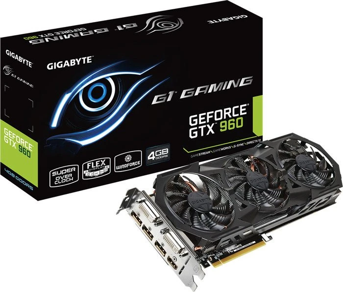 GIGABYTE GeForce GTX 960 G1 Gaming, 4GB GDDR5, 2x DVI, HDMI, 3x DP