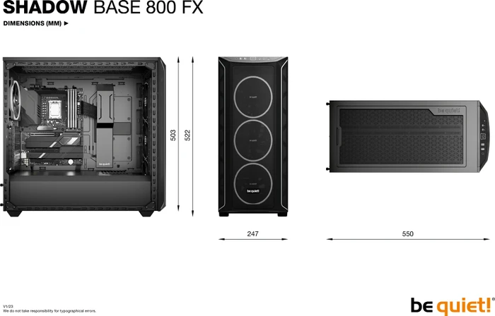 be quiet! Shadow Base 800 FX Black, Glasfenster, schallgedämmt