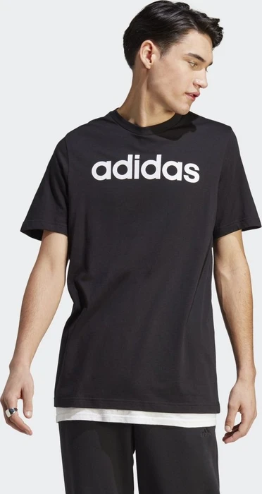 adidas Essentials Single Jersey Linear Embroidered Logo T-Shirt kurzarm schwarz (Herren)