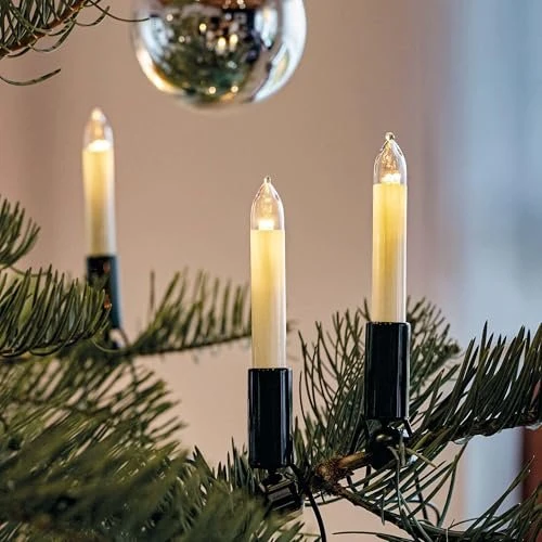 Hellum Lichterkette Schaftkerzen elfenbein LED 15x E10
