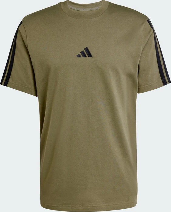 adidas Essentials 3-Streifen Single Jersey T-Shirt kurzarm olive strata/black (Herren)