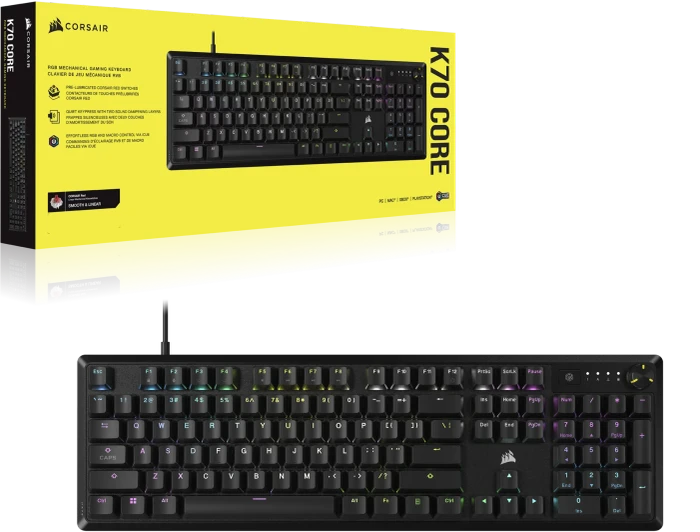 Corsair Gaming K70 CORE, schwarz, MLX RED, USB, DE