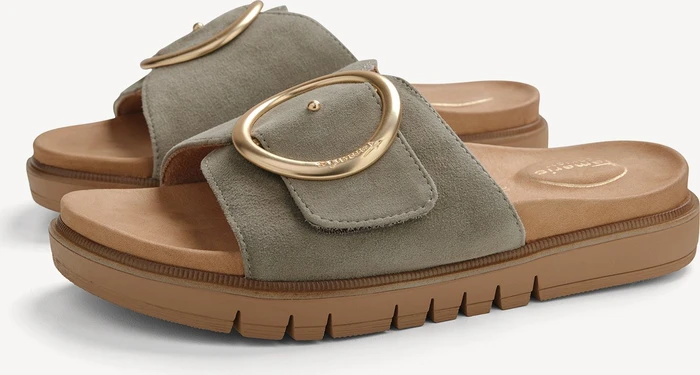 Tamaris Lederpantolette grün (Damen)