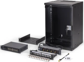 Digitus Professional SoHo Pro Line 10" Wandgehäuse SET 9HE, unmontiert, Sicherheitsglastür, IP20, RAL 9005, 300mm tief
