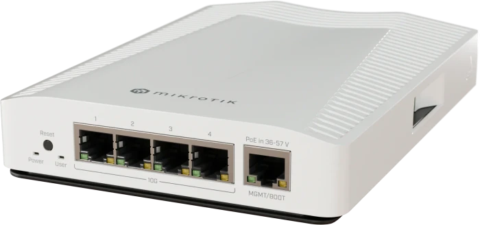 MikroTik Cloud Router Switch CRS304 Desktop 10G Managed Switch, 4x RJ-45, PoE PD