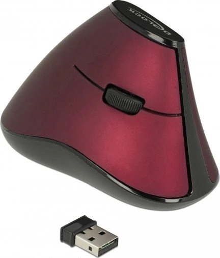 DeLOCK Kabellose ergonomische vertikal optische 5-Tasten Maus schwarz/rot, USB