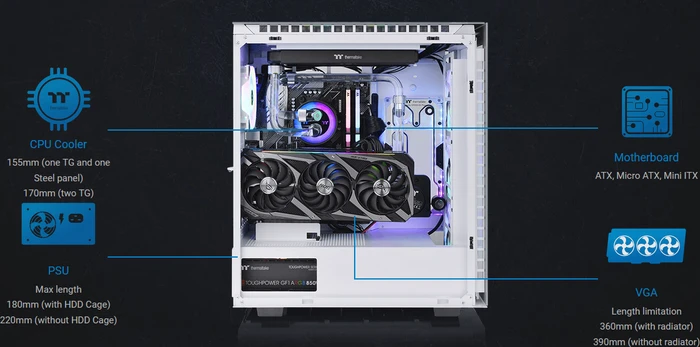 Thermaltake Divider 500 TG ARGB Snow Edition, weiß, Glasfenster