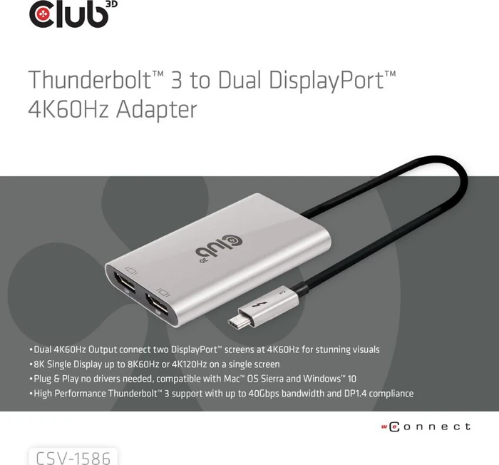 Club 3D Thunderbolt 3 auf Dual DisplayPort Adapter, Thunderbolt 3 [Stecker]
