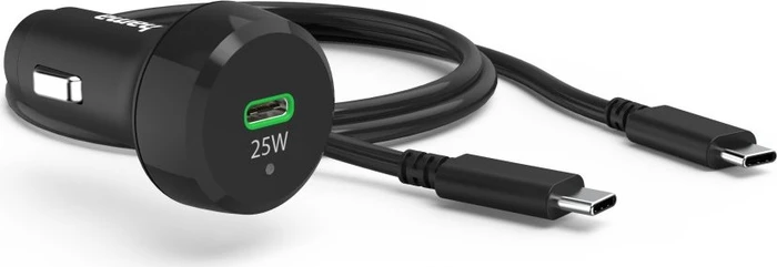 Hama Auto-Schnellladegerät mit Ladekabel USB-C PD/QC 25W 1m schwarz