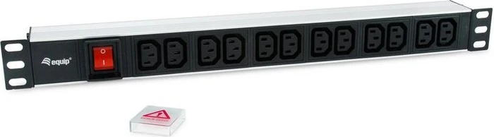 Equip 19" PDU Aluminium Steckdosenleiste, mit Schalter, 1HE, 12-fach, 16A/250V, silber, 1.8m