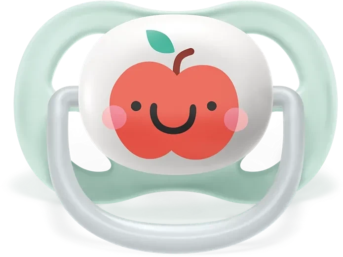 Philips Avent SCF080/17 Ultra Air Beruhigungsschnuller, 0-6M, Silikon, i love apfel/birne, 2 Stück