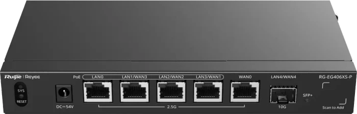 Ruijie Reyee EG400 RG-EG406XS-P Desktop 2.5G Smart Router, 5x RJ-45, 1x SFP+, 110W PoE+