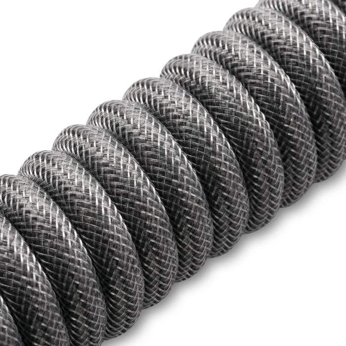 Sharkoon Skiller SGK50 Aviator Cable Set, USB-C [Stecker] auf USB-A [Stecker], Tastaturkabel (Spiral-Textilkabel), 1.85m, schwarz/grau