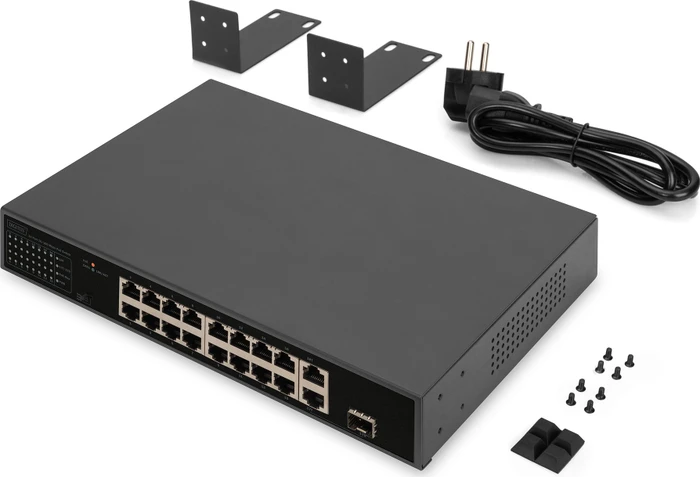 Digitus DN-953 Rackmount Switch, 17x RJ-45, 1x RJ-45/SFP, 185W PoE+