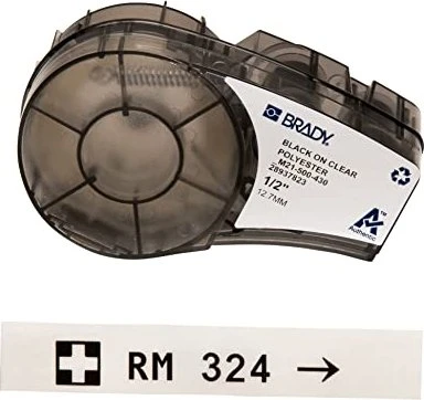 Brady Polester Transparent Beschriftungsband, 12.7mm, schwarz/transparent