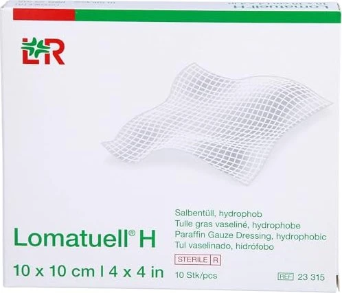 Lohmann & Rauscher Lomatuell H Salbentüll Kompressen, 10 x 10cm, 10 Stück