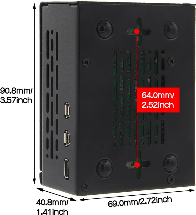 Geekworm Gehäuse für Raspberry Pi 5, kompatibel mit X1001/X1000/X1003/X1004/X1015/M300/M400/Q200, schwarz