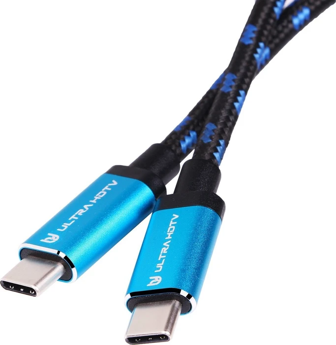 Ultra HDTV USB 3.1 Kabel blau/schwarz, USB-C 3.1 [Stecker] auf USB-C 3.1 [Stecker], 1m