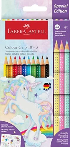 Faber-Castell Colour Grip Einhorn 10+3 Buntstift sortiert, Kartonetui, 13er-Set