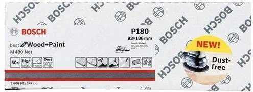 Bosch Professional M480 Best for Wood and Paint Gewebeschleifblatt K180, 93x186mm, 50 Stück