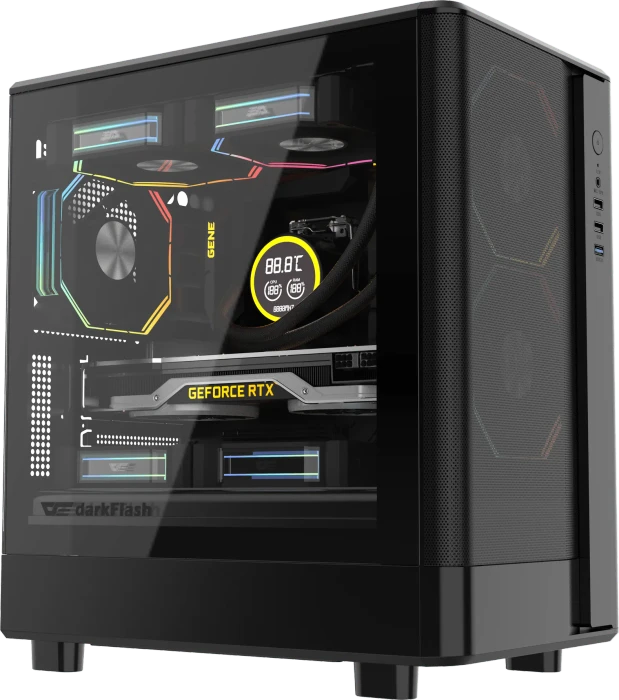 DarkFlash DB330M Mesh Black, Glasfenster
