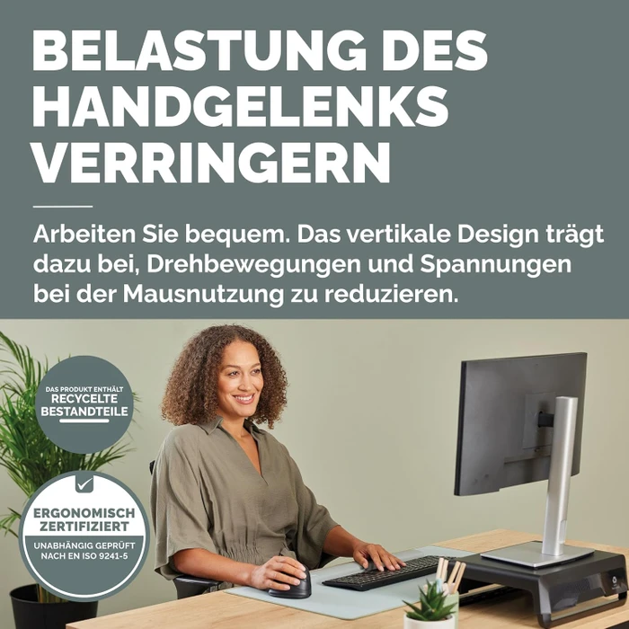 Fellowes Breyta Plus Vertical Mouse, medium, schwarz, USB/Bluetooth