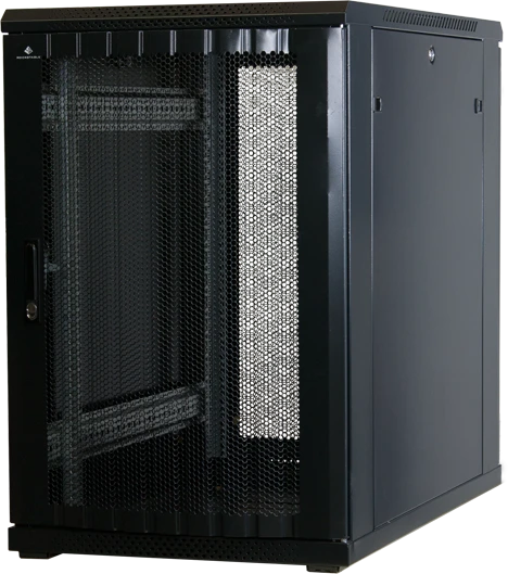 Rockstable 19" Serverschrank 18HE, Gitternetztür, IP2X, schwarz, 1000mm tief