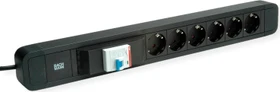 Bachmann Primo 2, 6-fach, FI-Schutzschalter, 2m, schwarz