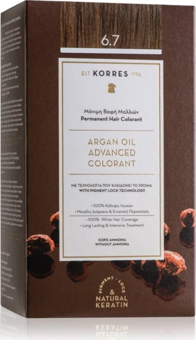 Korres Argan Oil Permanent Hair Colorant Haarfarbe 6.7 cocoa