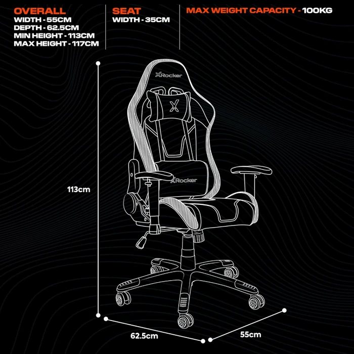 X Rocker Agility Compact RGB Esports Gamingstuhl für für Kinder/Jugendliche, schwarz/weiß