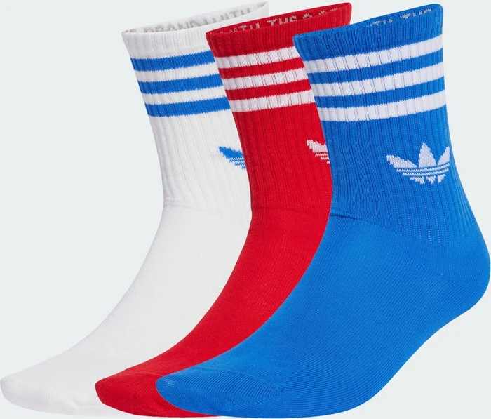 adidas 3-Streifen Crew Socken better scarlet/blue/white, 3 Paare