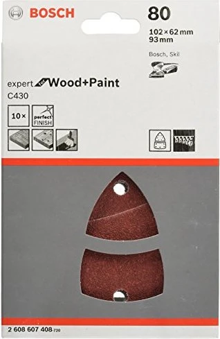 Bosch Professional C430 Expert for Wood and Paint Schleifblatt K80, 102x155mm, 10 Stück