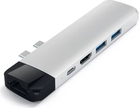 Satechi Aluminium Type-C Pro Hub Ethernet Adapter für MacBook Pro 2016/2017, silber, USB-C 3.0 (ST-TCPHES)